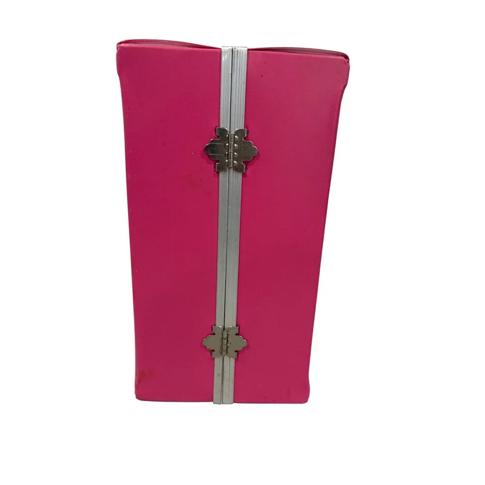 Vintage Fashion Doll Wardrobe Trunk Pink Vinyl Carrying Case Miner 1970s Mod
